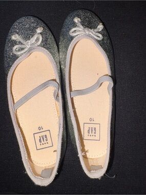 GAP Girl Silver-Gray Glitter Mary Jane Ballet Flats
